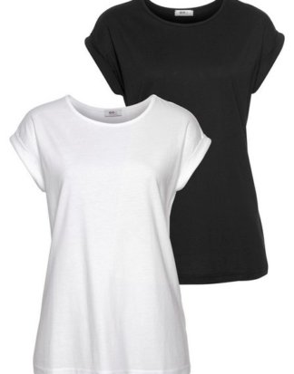 Flashlights T-Shirt (2er-Pack) mit überschnittenen Schultern & kleinem Ärmelaufschlag