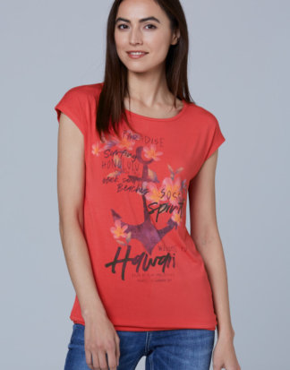 Fließendes T-Shirt mit Frontartwork Farbe : red summer , Größe: XS