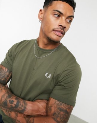Fred Perry - Grünes Ringer-T-Shirt