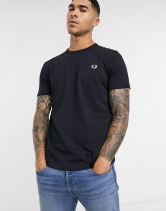Fred Perry - Ringer-T-Shirt in Marineblau-Navy