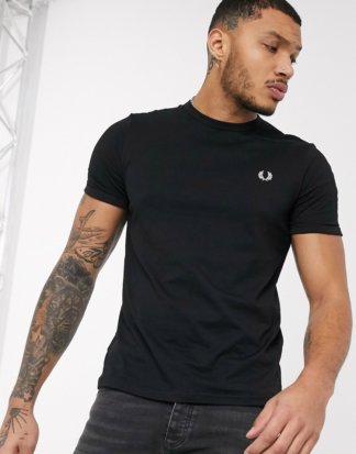 Fred Perry - Ringer-T-Shirt in Schwarz