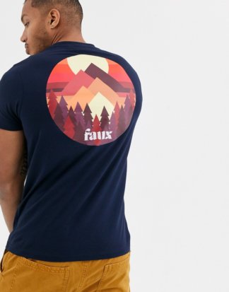 Friend or Faux - Beyond - T-Shirt mit Grafik am Rücken-Navy