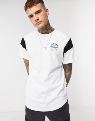 G-Star - Originals - Weißes T-Shirt mit Kreislogo und sportlichen Einsätzen