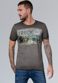 Gepeachtes T-Shirt mit Photoprint Farbe : charcoal , Größe: L