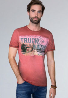 Gepeachtes T-Shirt mit Photoprint Farbe : maroon red , Größe: L