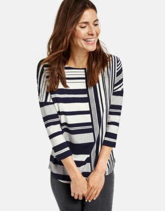 Gerry Weber 3/4 Arm Shirt mit Streifenpatch Blau 36/S Damen