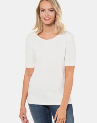 Gina Laura T-Shirt Basic-Shirt, Interlockjersey, Rundhalsausschnitt