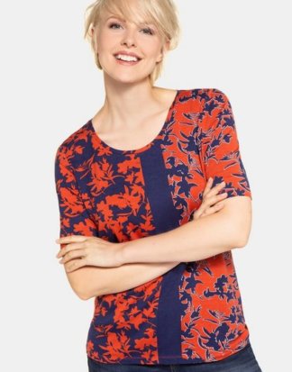 Gina Laura T-Shirt Shirt, Blütenmuster, Halbarm