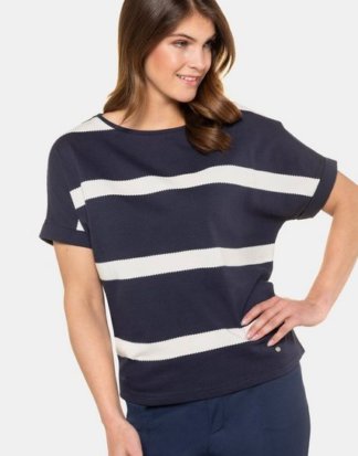 Gina Laura T-Shirt T-Shirt, Blockstreifen, Oversized, U-Boot-Ausschnitt