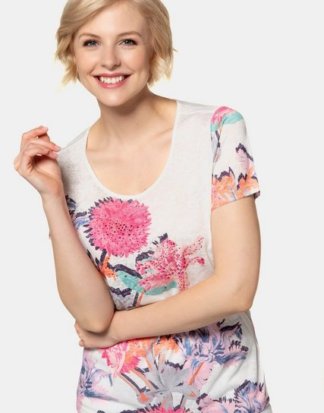 Gina Laura T-Shirt T-Shirt, Blütenmotiv, Ausbrennerjersey