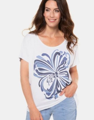 Gina Laura T-Shirt T-Shirt, Blütenmotiv, Oversized, Rundhalsausschnitt