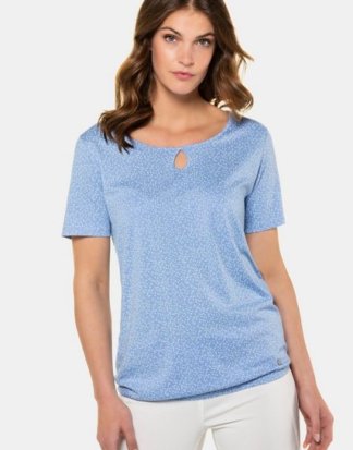 Gina Laura T-Shirt T-Shirt, Grafikmuster, Gummisaum, Tropfenausschnitt