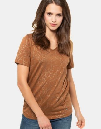 Gina Laura T-Shirt T-Shirt, Metallic-Druck, V-Ausschnitt