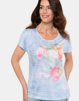 Gina Laura T-Shirt T-Shirt, Ringel/Schrift, vorne Früchte, oversized