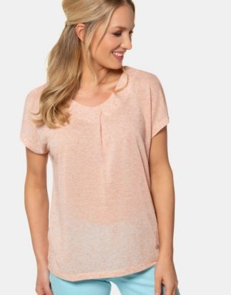 Gina Laura T-Shirt T-Shirt, Zierfalte, V-Ausschnitt