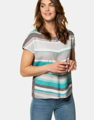 Gina Laura T-Shirt T-Shirt, vorne geringelt, hinten uni, Oversized