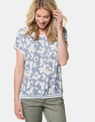 Gina Laura T-Shirt bis 3XL, T-Shirt, Blütenmuster, Krepp
