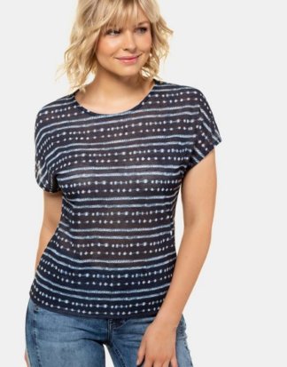 Gina Laura T-Shirt bis 3XL, T-Shirt, Streifenmuster, U-Boot-Ausschnitt