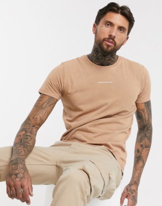 Good For Nothing - T-Shirt mit Acid-Waschung in Stone-Beige
