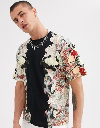 Heart & Dagger - T-Shirt mit Kunstdruck auf der Vorderseite-Schwarz