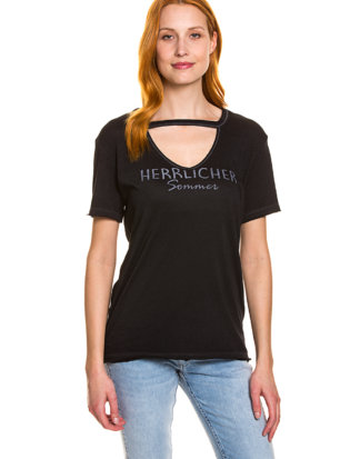 Herrlicher T-Shirt, Rundhals, gerader Schnitt schwarz