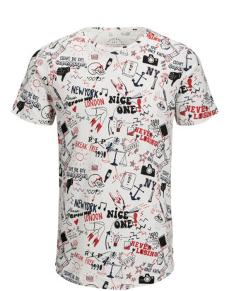 JACK & JONES Allover-print T-shirt Herren White