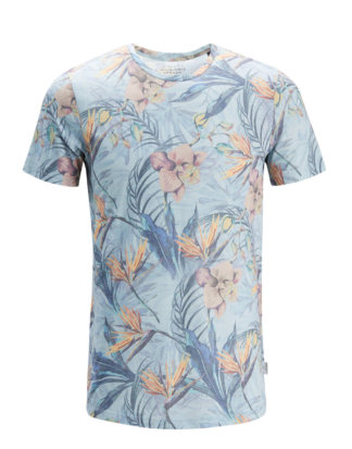 JACK & JONES Botanik-print T-shirt Herren Grau