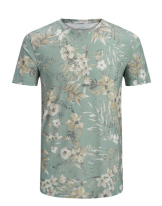 JACK & JONES Botanik-print T-shirt Herren Grün