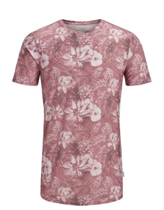 JACK & JONES Botanik-print T-shirt Herren Rot