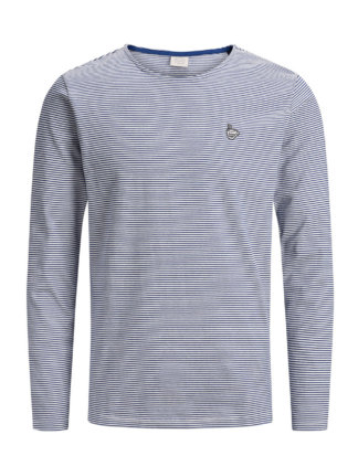 JACK & JONES Gestreiftes T-shirt Mit Langen Ärmeln Herren Blau