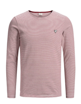 JACK & JONES Gestreiftes T-shirt Mit Langen Ärmeln Herren Rot