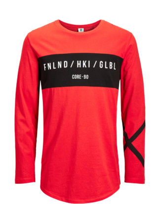 JACK & JONES Grafik T-shirt Mit Langen Ärmeln Herren Rot