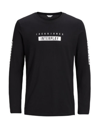 JACK & JONES Print T-shirt Mit Langen Ärmeln Herren Schwarz