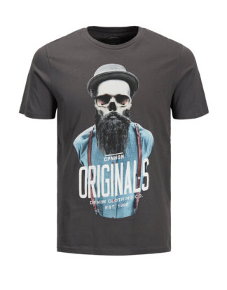 JACK & JONES Printed Slim Fit T-shirt Herren Grau