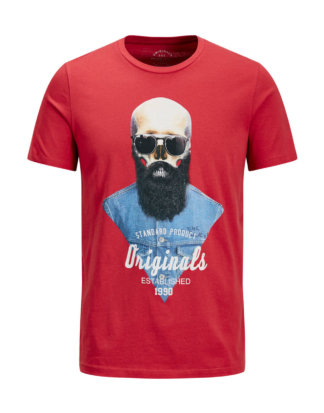 JACK & JONES Printed Slim Fit T-shirt Herren Rot