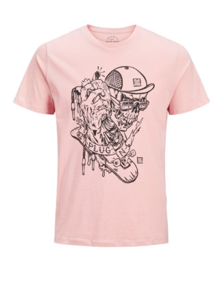 JACK & JONES Rock 'n' Roll Print T-shirt Herren Pink