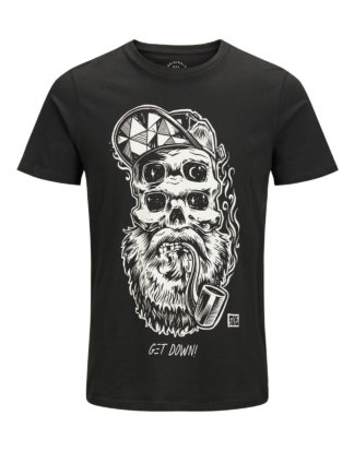 JACK & JONES Rock 'n' Roll Print T-shirt Herren Schwarz