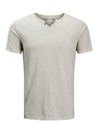 JACK & JONES Split-neck- T-shirt Herren Beige