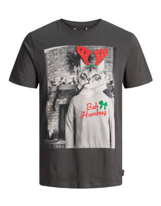 JACK & JONES Xmas T-shirt Herren Grau