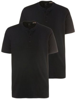 JP1880 T-Shirt bis 7XL, T-Shirt im Doppelpack, Henley-Shirt, Rundhalsausschnitt, Knopfleiste