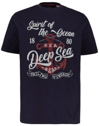 JP1880 T-Shirt bis 7XL, T-Shirt mit Anker-Motiv, Rundhalsausschnitt, bequem geschnitten