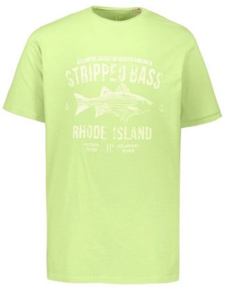 JP1880 T-Shirt bis 7XL, T-Shirt mit Fisch-Motiv in Used-Optik, Shirt, Offenkantiger Rundhalsausschnitt, Baumwolle