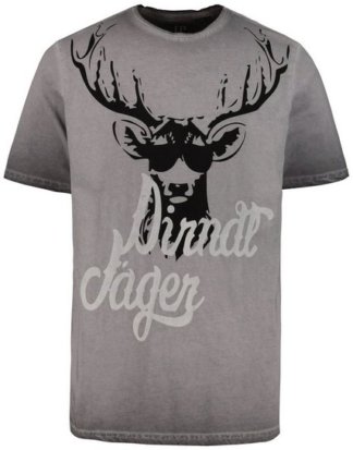 JP1880 T-Shirt bis 7XL, oil dyed T-Shirt, Dirndl Jäger Druck, Rundhalsausschnitt, Halbarm