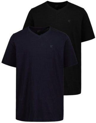 JP1880 T-Shirt bis 8XL T-shirt 2er Pack V-Shirt, V-Ausschnitt, Halbarm Basic Doppelpack, reine Baumwolle schwarz