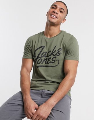 Jack & Jones Essentials - T-Shirt mit Schriftlogo-Grün