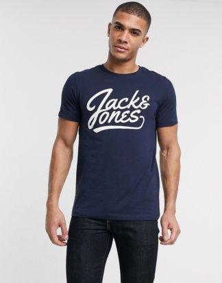 Jack & Jones Essentials - T-Shirt mit Schriftlogo-Navy