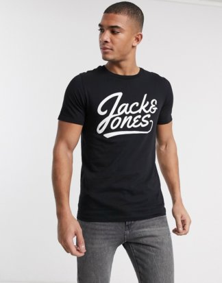 Jack & Jones Essentials - T-Shirt mit Schriftlogo-Schwarz