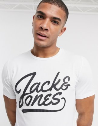 Jack & Jones Essentials - T-Shirt mit Schriftlogo-Weiß