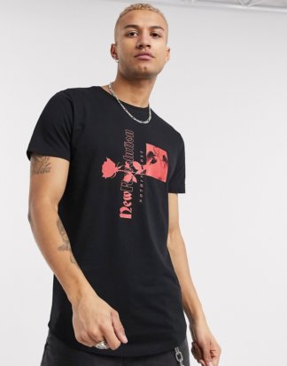 Jack & Jones Originals - Lang geschnittenes T-Shirt mit New-Generation-Print in Schwarz