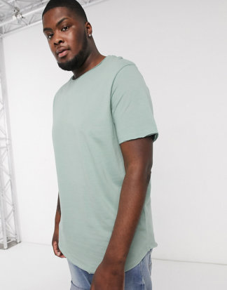 Jack & Jones - Originals - T-Shirt mit abgerundetem Saum in Grün